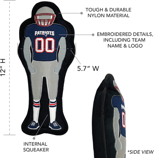 The 1st Ever Tough but Smooth Dog Toy NFL New England Patriots Football Athletes Player Tough Pet Toy. A Premium Quality Doggie Toy with Built-in ...