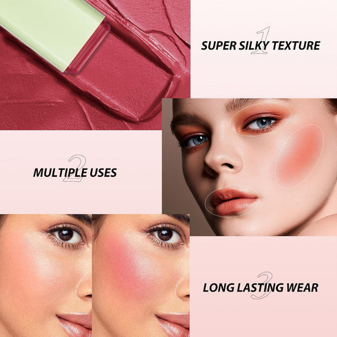 Blush Stick for Cheeks - Cream Makeup Blush Wand, Solid Moisturizer Stick for Cheeks Tint, Natural Blendable Waterproof Korean Matte Long-Lasting ...