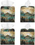 Square Tissue Boxes(5.2"x5.2"x5.2"), Mountains Trees Landscape Sunrise Tissue Holder Decor for Vanity Countertop/Home/Car/Office...