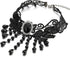 COOLSTEELANDBEYOND Gothic Victorian Nostalgic Black Lace Choker Necklace with Dangling Black Bead Charms Link Chain...