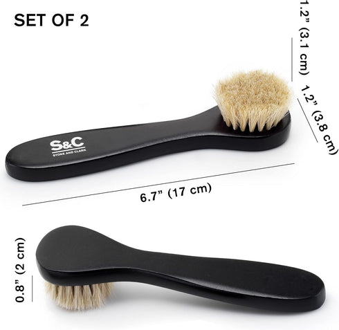 Premium Shoe Polish Brush Set - Horse Hair Brushes, Shoe Polish Applicator for Leather Footwear - Shoe Brushes for Cream & Polish - Made of White ...