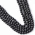 8mm 100pcs Natural Black Lava Gemstone Round Loose Beads for Jewelry Making with Crystal Stretch Cord...