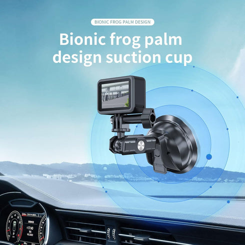 TELESIN Suction Cup Car Mount with Phone Holder, Windshield Window Dashboard Boats Vehicle Attach for GoPro Max Mini Hero 12 11 10 9 8 7 6 5 Insta...