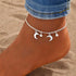 Boho Layered Moon Anklet Bracelet Tiny Moon Crescent Anklet Double Silver Moon Dangle Ankle Bracelet Small Bell Anklet Summer Beach Foot Chain Jew...