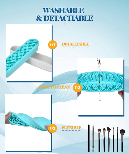 Silicone Makeup Brush Holder, 2 Pack Multi-Purpose Cosmetic Storage Box Desktop Organizers for Painting Pen Brushes, Stationary Tools Nail Clipper...