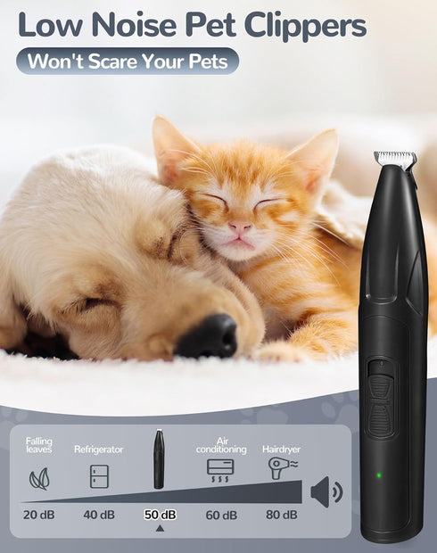Dog Clippers for Grooming, 2 Speed Low Noise Cordless Dog Paw Trimmer, Rechargeable Small Pet Hair Trimmer for Grooming, Cat Hair Clippers Shaver ...