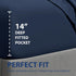 Cathay Home Luxury Wrinkle And Fade Resistant Double Brushed Ultra Soft Microfiber 14-inch Standard Pocket Single Fitted Sheet, Navy Blue, King...