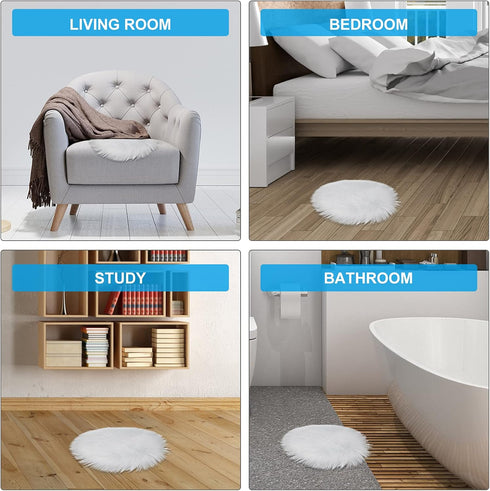 Molain Faux Fur Chair Pad 12 inch Round Cover Seat Cushion Pad Carpet Mat Soft Fluffy Area Rug for Seat Pad Couch Pad,Photographing Background of ...