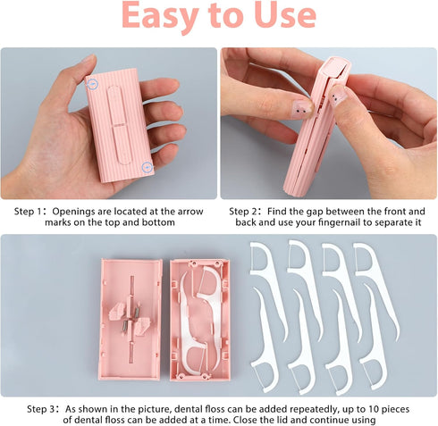 Portable Dental Floss Boxes, 2pcs Dental Floss Case Floss Pick Dispenser Refillable Floss Holder Travel Oral Care Tool for Teeth Cleaning 10 Adult...