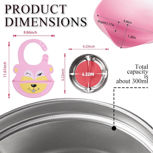 Baby Stainless Steel Bowl Stainless Steel Suction Plates for Baby Suction Cup Bowls with Lids Kid Suction Bowls for Toddlers & Kids with Utensils ...