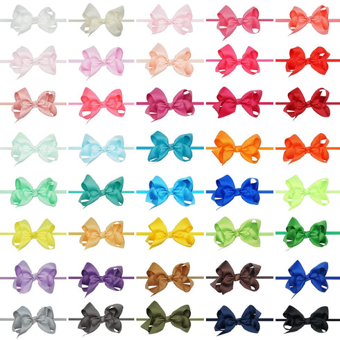 CÉLLOT 40 Colors Baby Bow Headbands 3" Hair Bows Super Soft Nylon Headbands for Baby Girls Infants preemie and Newborn Kids Hair Accessories...