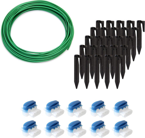 ECENCE Wire Splice Kit, Wire Break Repair Kit for Robot Lawn Mower and Dog Fence Systems, 32,8ft boundary wire + 10x Connector + 25x ground nails...