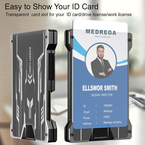 Wallet for Men with Money Clip-Metal-Wallet with Window, Slim Minimalist, RFID Mens Wallet with ID Badge Holder, Credit Card Holder Tactical Walle...