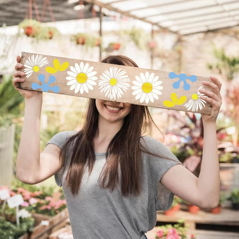 Flower Stencils for Painting on Wood Crafts Reusable Daisy Stencil Art Paint on Wall Canvas Pattern Spring Floral Paint Stencils for Card Making F...