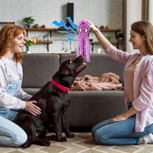 Squeak Dog Toy, 12.5In Plush Octopus Dog Toy with Crinkle Paper and Squeaky Inside, No Stuffing Dog Toys for Indoor Dog (purple)...
