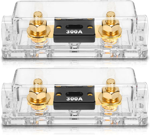 TopstrongGear Solid Brass 0/2/4 Gauge 300Amp ANL Fuse Holder with 300Amp Fuses(2 Pack) (300 Amp)...