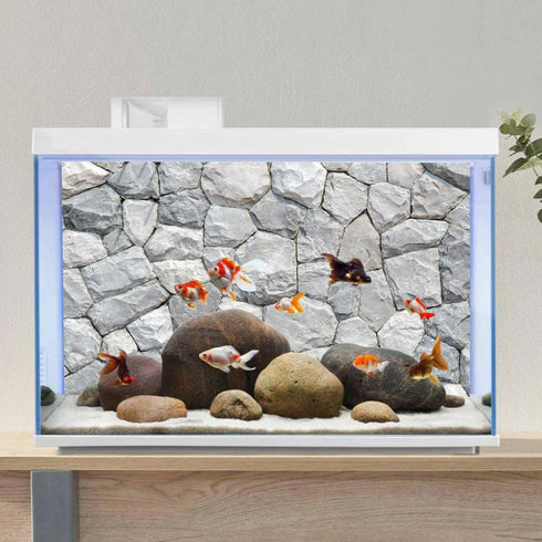 AWERT 48x24 inches White Stone Aquarium Background Rocky Fish Tank Background Rock Terrarium Background Vinyl...