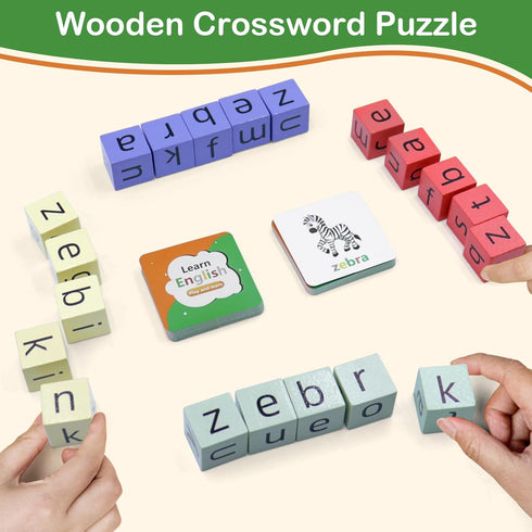 Word Spelling Game, Matching Letter Game for Kids, Fast-paced Word Race Cube Game, 54pcs Flash Cards Alphabet Blocks, Preschool Learning Education...