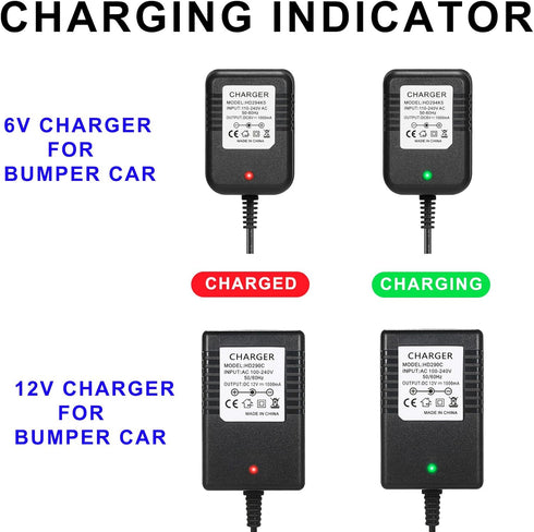 6V/12V Charger for Kidzone Bumper Car?6V for Flybar Bumper Car Charger,12V/6V Battery Charger for Kid Ride On Toy,12V Bumper Car Charger/6V Ride o...