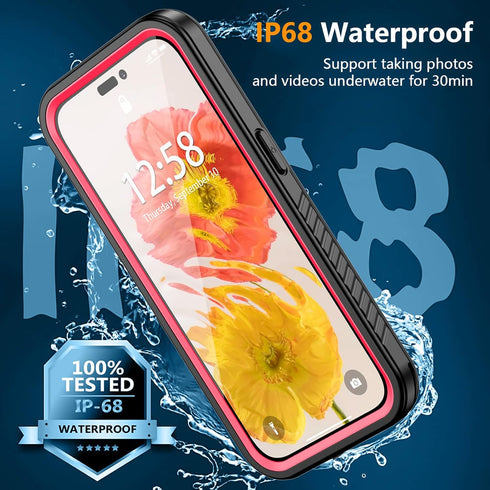 Oterkin for iPhone 14 Pro Case Waterproof,Shockproof Bumper Case with Built-in Screen Protector,Dustproof Anti-scratch Anti-stain Phone Case for i...