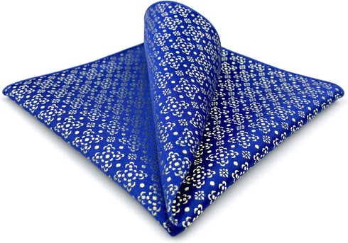 S&W SHLAX&WING Men's Pocket Square Floral Blue Azure with Light Yellow Color Edge...