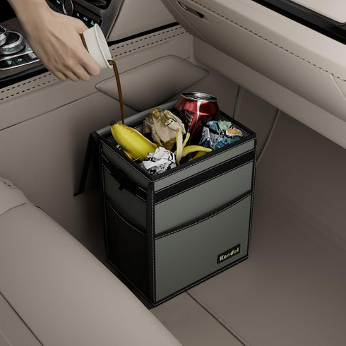 K KNODEL Car Trash Can, Waterproof Garbage Can, Trash Bag with Lid, Leak-Proof Car Bin, Trash Hanging Bag for SUV (Medium, Gray)...