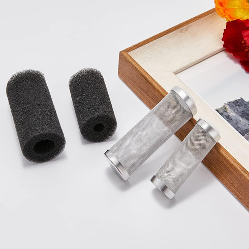 2 Pcs 12mm/16mm Stainless Steel Aquarium Filter Intake Guard Mesh Cover,Fish Tank Filter Guard with 2PCS Filter Sponge for Breeding Fish Shrimp Ta...