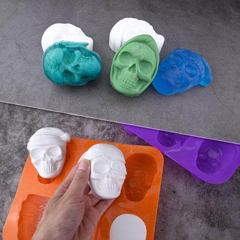 Skull Cake Molds Silicone, Large Size Halloween Skull Baking Molds for Mini Cakes, Handmade Soap, Chocolate, Pudding, Jello, Candy...