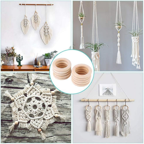 100 Pcs 5 Sizes Natural Wood Rings for Crafts, Unfinished Smooth Wooden Ring for Macrame, Wood Circles for Craft, DIY Ring Pendant and Connectors ...