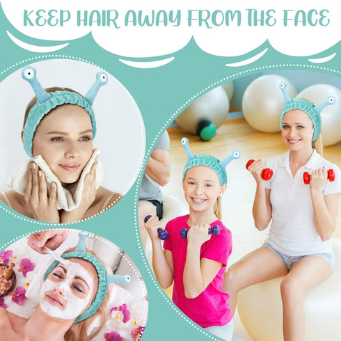 Snail Cartoon Hairband, 10pcs Coral Fleece Face Wash Headband for Skincare, Makeup, Shower & Facial, One Size, Women...