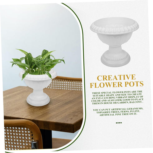 Amosfun 4pcs Roman Flower Pot Pedestal Planter Outdoor Planters Plastic Plants for Outdoors Grecian Urn Planter Flower Decor Plastic Plant Pot Ret...