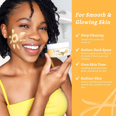 ANAI RUI Vitamin C Face Mask with Turmeric and Kaolin Clay for Dark Spots, Dull Skin, Skincare Facial Mask for Refining Pores and Controlling Oil,...
