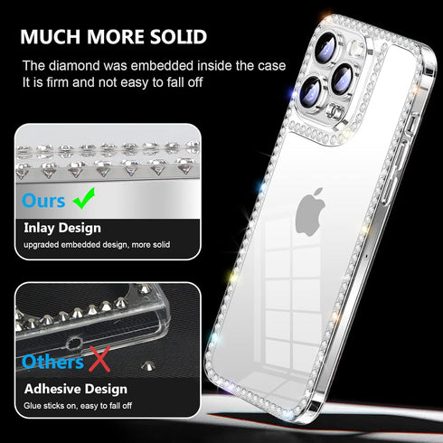 Bonitec Compatible with iPhone 11 Pro Max Bling Case for Women Girly 3D Glitter Sparkle Case Luxury Shiny Cute Crystal Clear Charms Rhinestone Dia...