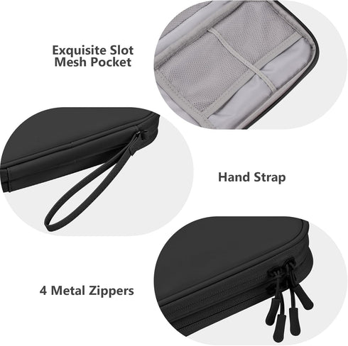 Cables Organizer for Travel Pouch and Storage Tech Accessories Electronics Cords Charger iPhone Keys Power Bank Money Hard Drive Cases (Black-Soft...