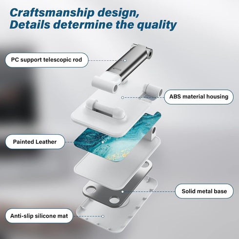 Foldable Phone Stand for Desk, Adjustable Angle of View, Suitable for iPhone, Samsung and Other Smart Phones, Blue Ocean...