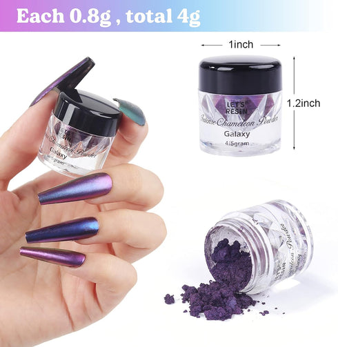 LET'S RESIN Mica Powder,Intense Chameleon Powder, Ultra Fine Colorshift Mica Powder for Epoxy Resin Crafts/Tumblers, Chrome Pigment Powder for Cha...