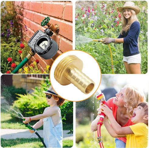 Hooshing 2PCS Garden Hose Connector 3/8" Barb x 3/4" Male GHT Thread Brass Water Hose End Mender Repair Kit with Stainless Clamps...