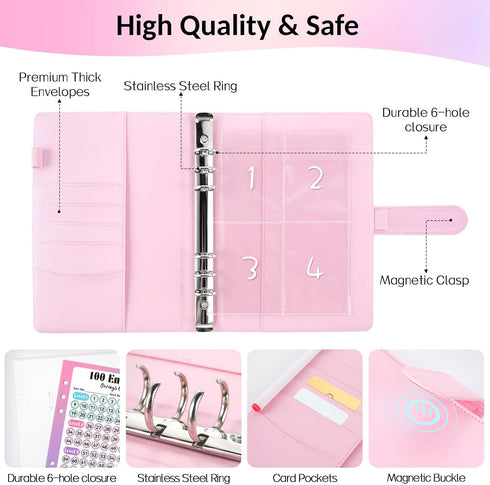 Sooez 100 Envelopes Money Saving Challenge, A5 Savings Challenge Book to Save $5,050, Money Saving Binder with Reusable Tracker, Save Challenge Bo...