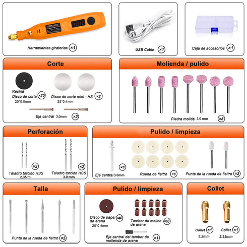 GOXAWEE Mini Cordless Rotary Tool Kit with 105pcs Accessories, USB Charging 5-Speed 18000rpm Multi-Purpose Art Craft Tool with 3.7V Li-ion Battery...