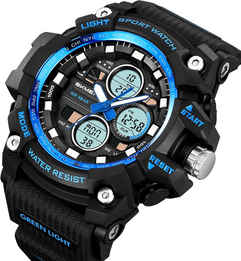 Military Men's Sports Analog Quartz Watch Dual Display Alarm Digital Watches with LED Backlight...