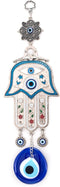 Turkish Blue Hamsa Hand of Mother Fatima Evil Eye Wall Hanging Ornament - Turkish Nazar Bead Amulet – Good Luck Charm Gift -Metal Home Protection ...
