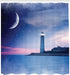Ambesonne Lighthouse Shower Curtain, Lighthouse at Night Oceanic Space Stars Moon Smock Fantasy View Print, Cloth Fabric Bathroom Decor Set with H...