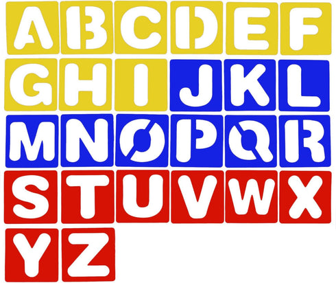 TecUnite 26 Pieces Alphabet Stencils Set Plastic Letter Stencils for Painting Learning, DIY Craft Decoration (4 x 4 Inches)...