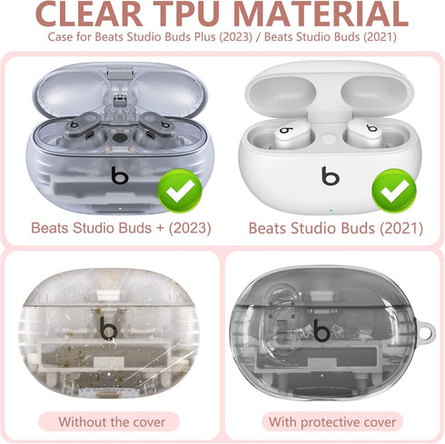 Clear Case for New Beats Studio Buds + (2023) / Beats Studio Buds (2021), Secure Lock Beats Studio Buds Plus Case Cover, Shockproof Wireless Earbu...