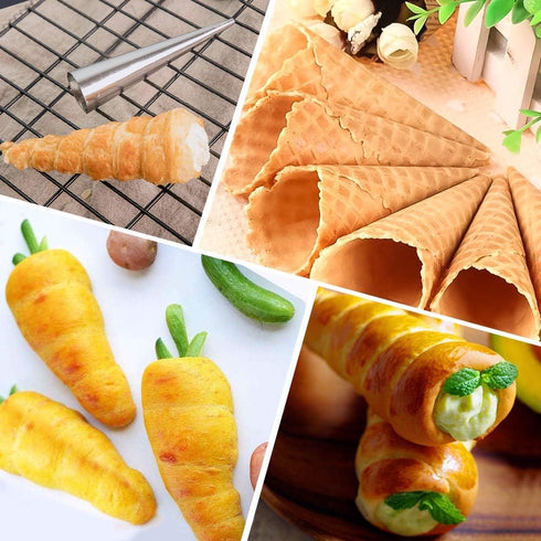10 Pack Large Cream Horn Forms 5-inch, Non-stick Cream Horns Pastry Mould Croissant Baking Forms for Baking Croissants Bead, Chocolate Croissant, ...