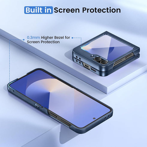 Ruky for Galaxy Z Flip 6 Case, Hard PC Ultra Slim Anti-Scratches Shockproof Wireless Charging Phone Case, Built-in Back Screen Protector, Shockpro...