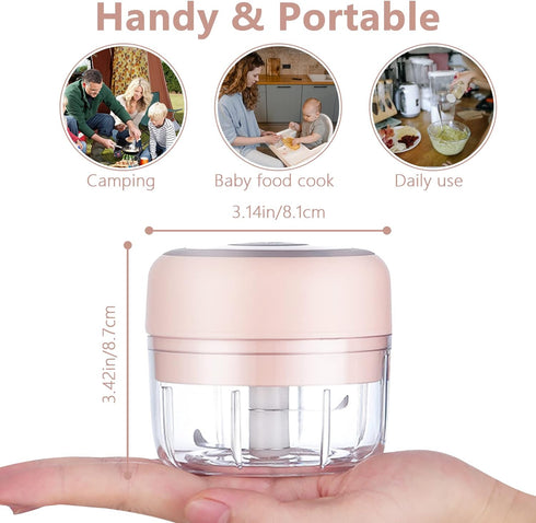 Electric Mini Garlic Mincer, 100ML USB Vegetable Onion Chopper, Portable Small Food Processor for Ginger, Chili, Vegetables...
