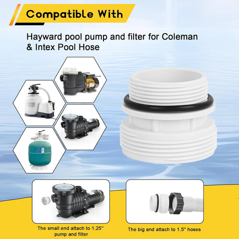 4560 Pool Hose Adapters Conversion Kit for Intex Hayward Pool Filter Pump Hose Adapter fit with Intex Ground Pool 40mm to 1 1/2 Inch Conversion Ki...