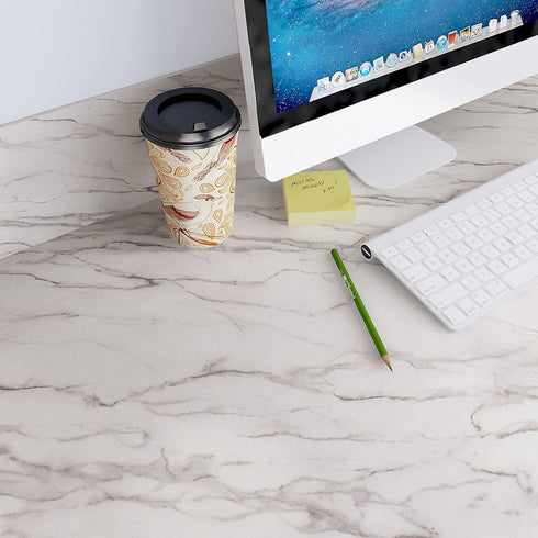 Decotalk Marble Contact Paper Peel and Stick Countertops Contact Paper White Marble Wallpaper for Countertops Waterproof Matte Marble Counter Top ...