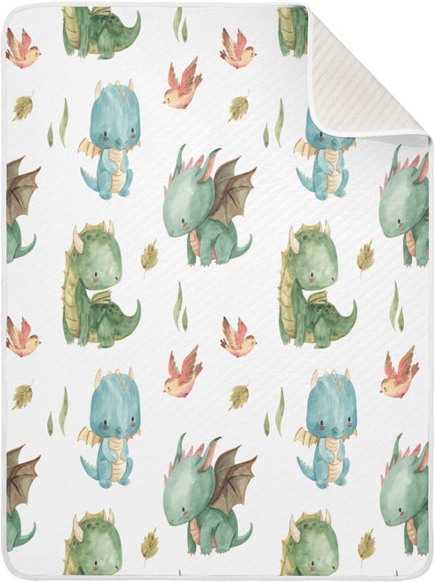 Cute Dragon Baby Blanket for Boys Girls, Soft Cozy Reversible Nursery Receiving Swaddle Blanket for Toddler Infant Crib Stroller Travel, 30x40 in...